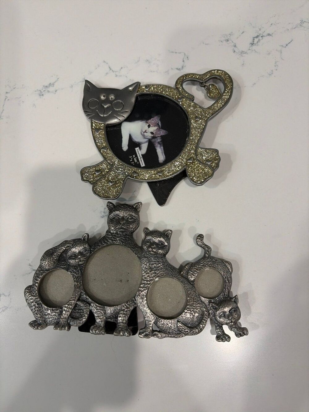 Set of 2 Decorative Cat-Themed Metal Picture Frames - Ganz & Welforth